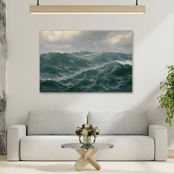 Large Sea Landscape Canvas Wall Print - Max Jensen Seascape with Seagulls - YesArtYes