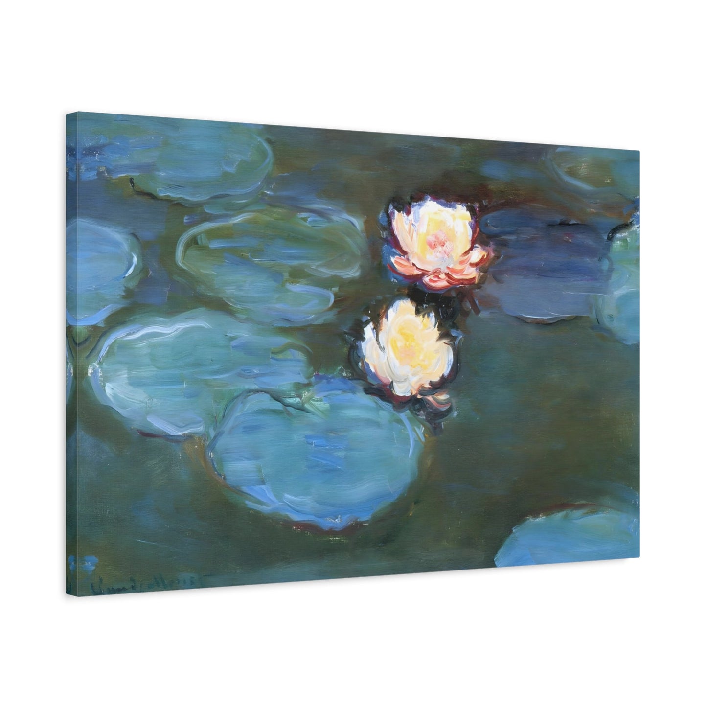 Large Water Lilies Monet Canvas Wall Art Print Reproduction - YesArtYes