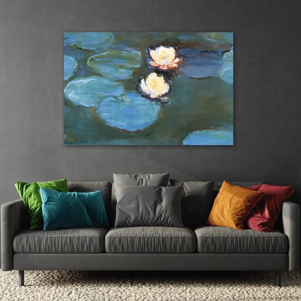 Large Water Lilies Monet Canvas Wall Art Print Reproduction - YesArtYes