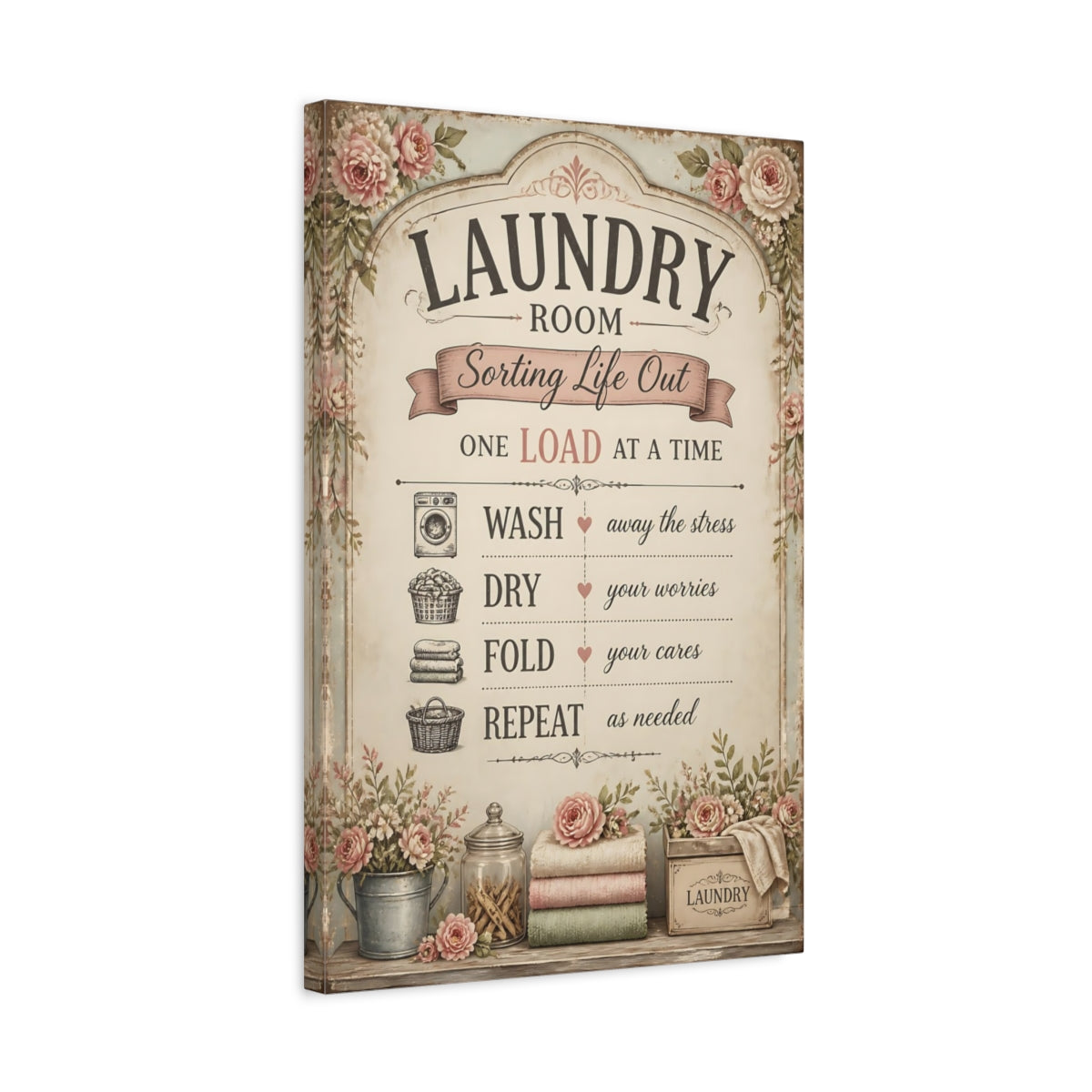 Side Mockup 3. Laundry Room Quote Sign shown as canvas print