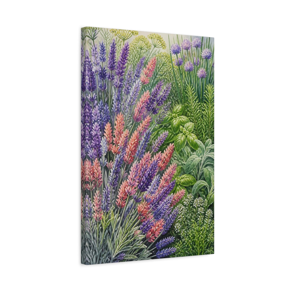 Side Mockup 3. Lavender Floral Study shown as canvas print
