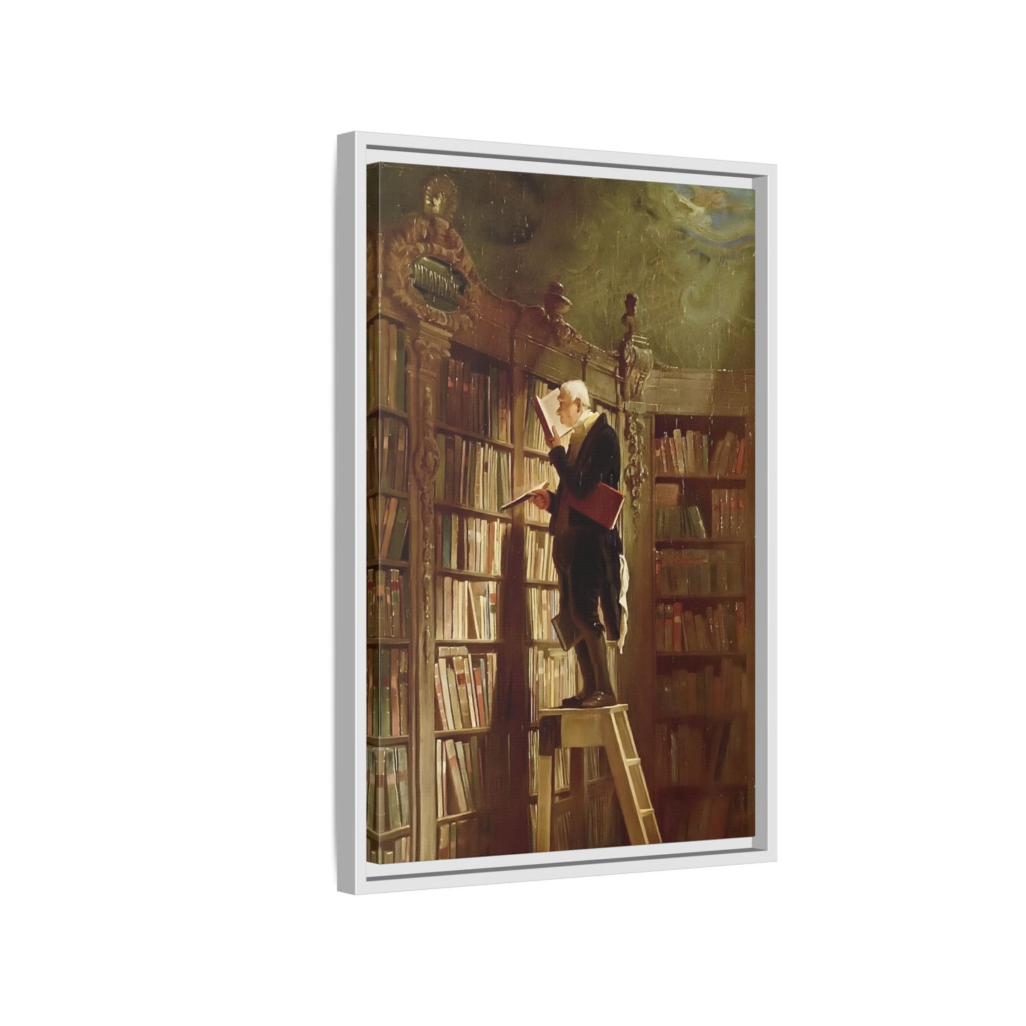 Library Canvas Wall Art Print - Large Framed Carl Spitzweg Bookworm - YesArtYes