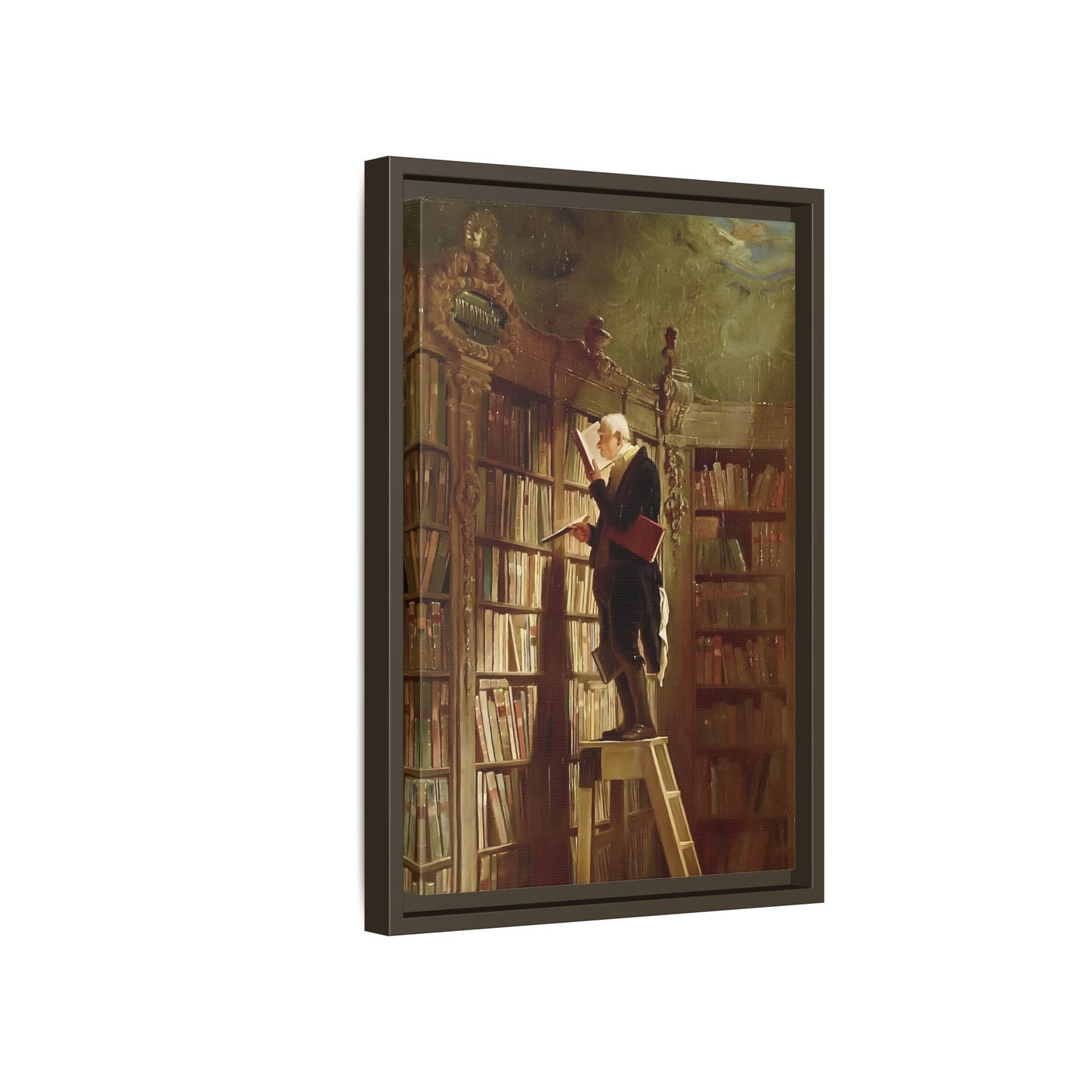Library Canvas Wall Art Print - Large Framed Carl Spitzweg Bookworm - YesArtYes