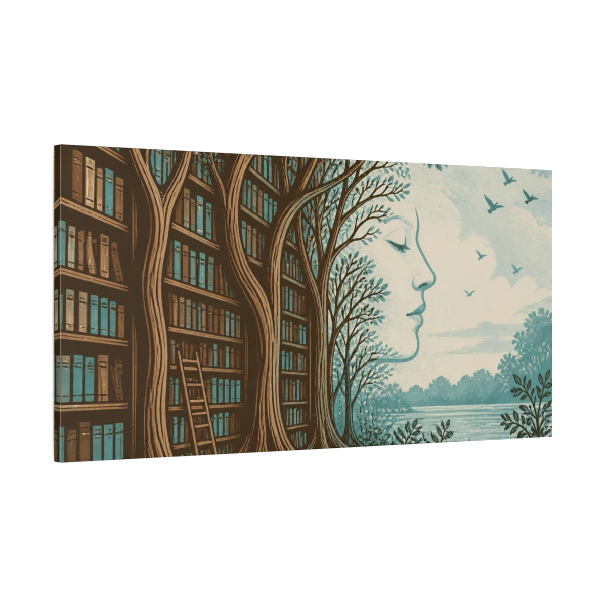 Side Mockup 2. Library Tree Illusion shown as canvas print
