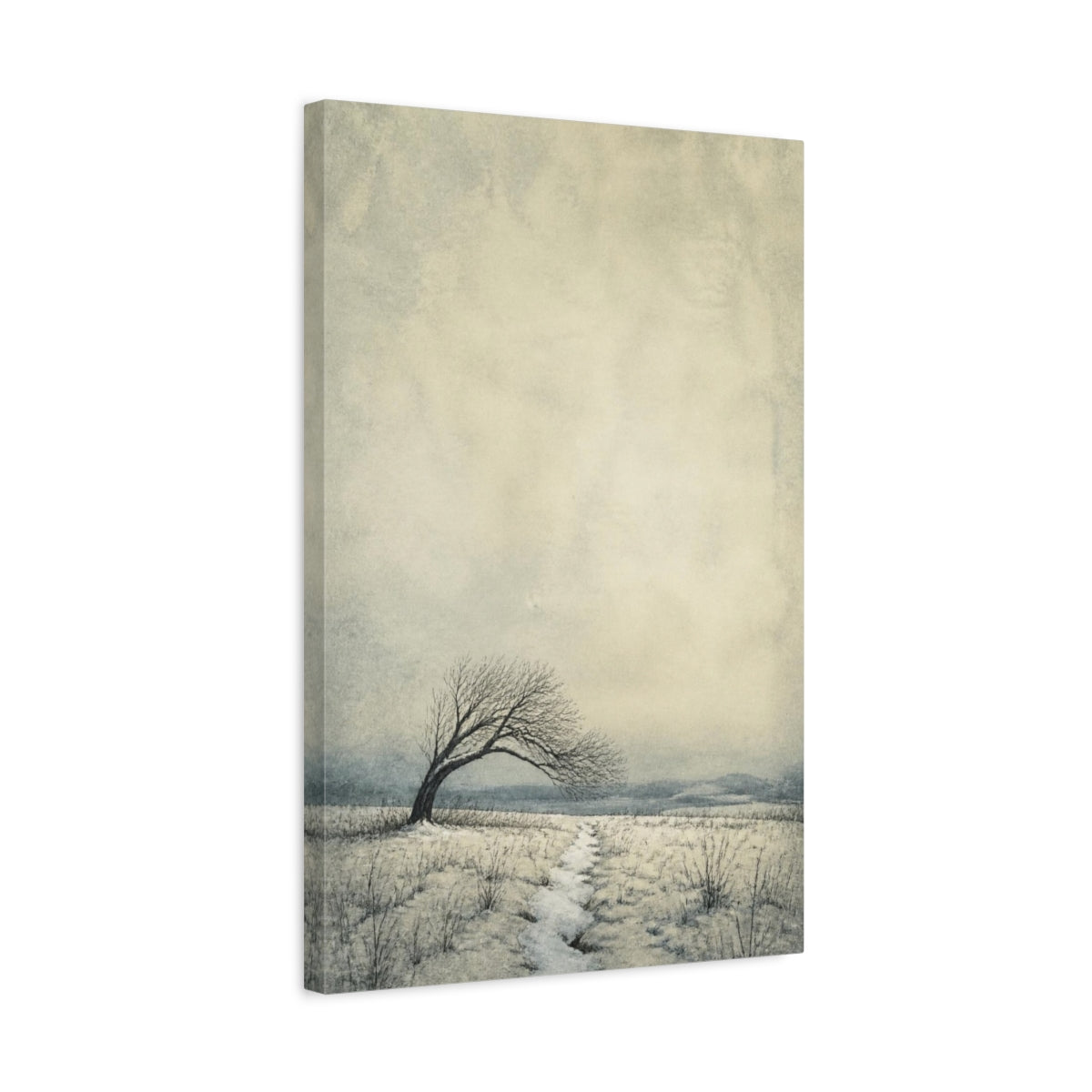 Side Mockup 3. Lone Bent Tree Path shown as canvas print