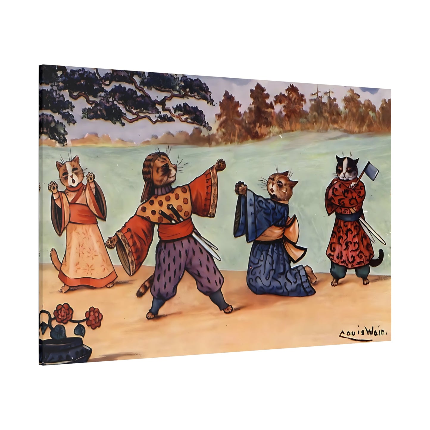 Louis Wain Turandot - Funny Cats Canvas Wall Art Print - YesArtYes