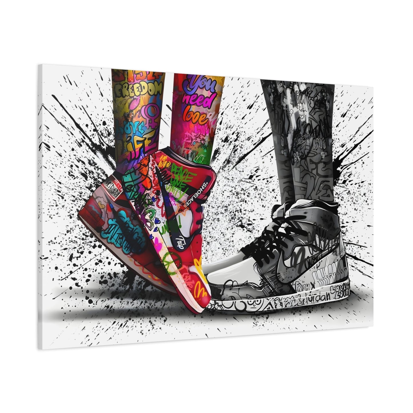 Love in Shoes Graffiti Canvas Wall Art Home Decor Print - YesArtYes