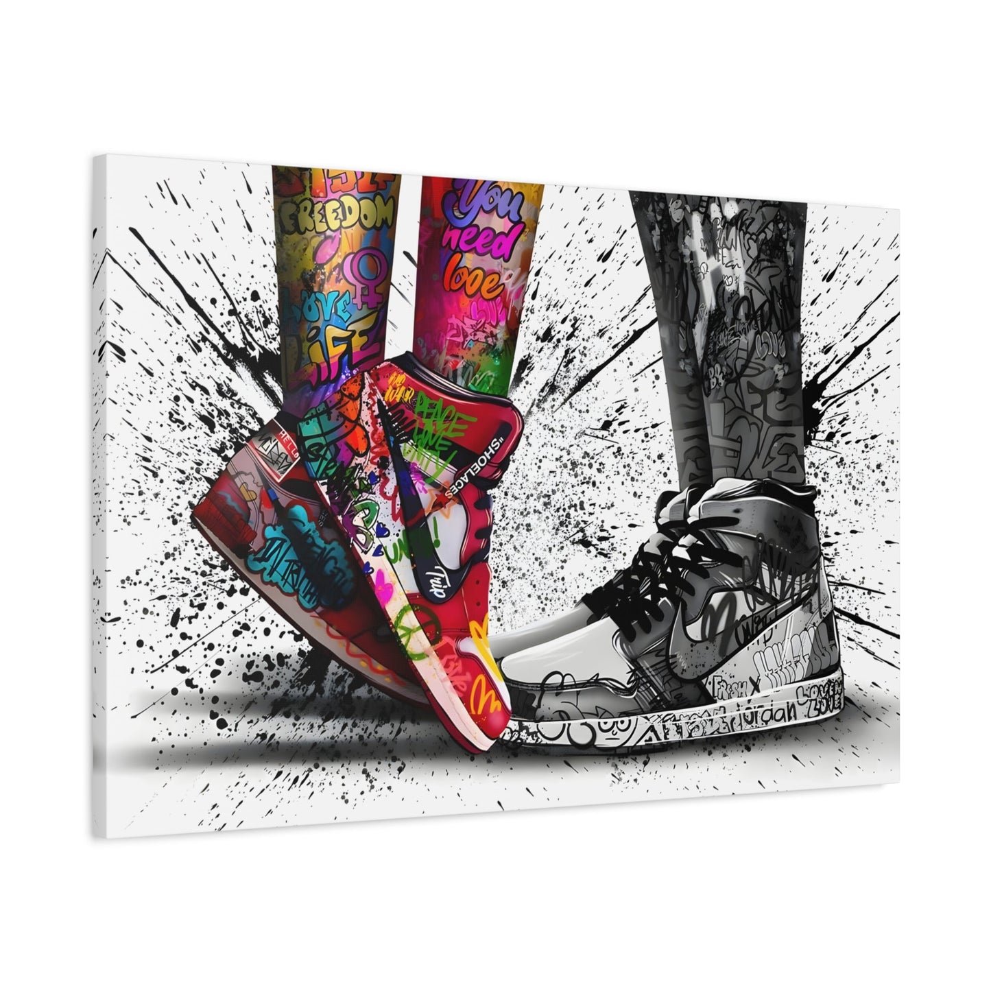 Love in Shoes Graffiti Canvas Wall Art Home Decor Print - YesArtYes