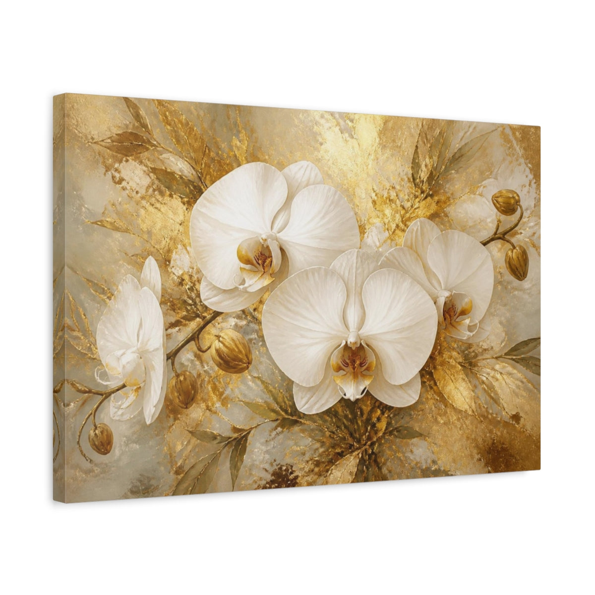 Side Mockup 3. Luxurious White Orchid shown as canvas print