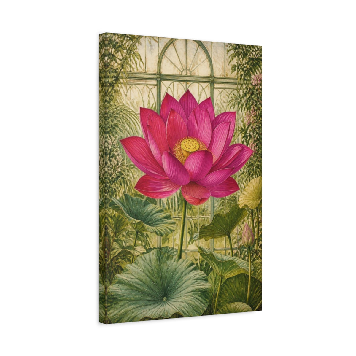 Side Mockup 3. Magenta Lotus Flower shown as canvas print
