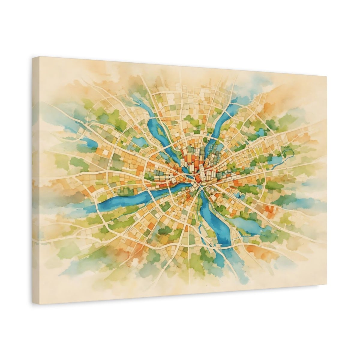 Maps City Watercolor - Canvas Wall Art Print - YesArtYes
