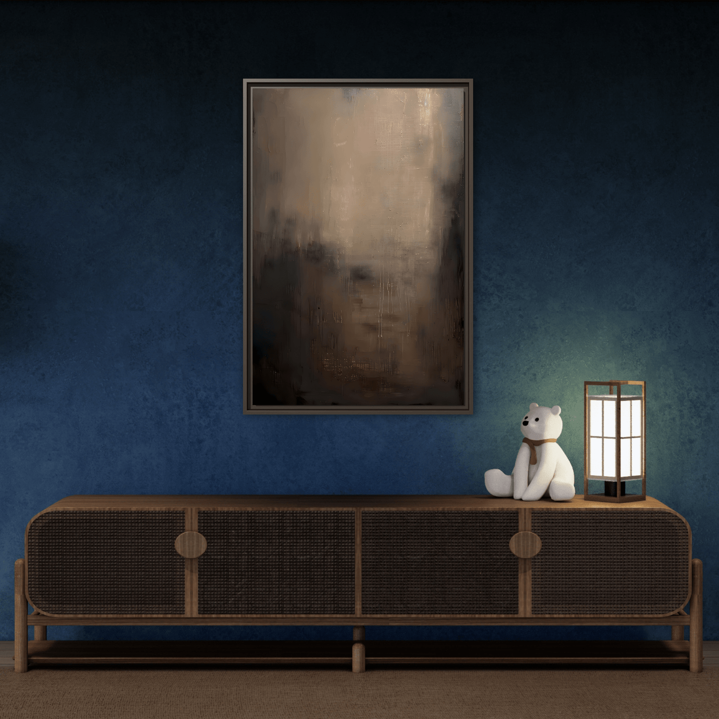 Minimal Abstract Dark Brown Shades Canvas Wall Art Framed Print - YesArtYes