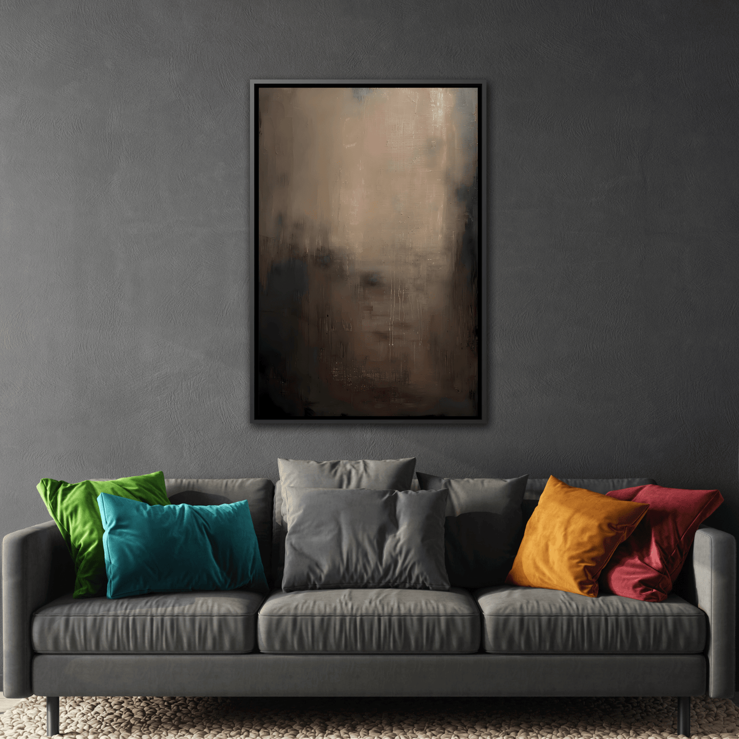 Minimal Abstract Dark Brown Shades Canvas Wall Art Framed Print - YesArtYes