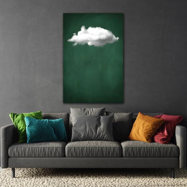 Minimalist Green Cloud Wall Art Canvas Print - Abstract Home Decor - YesArtYes
