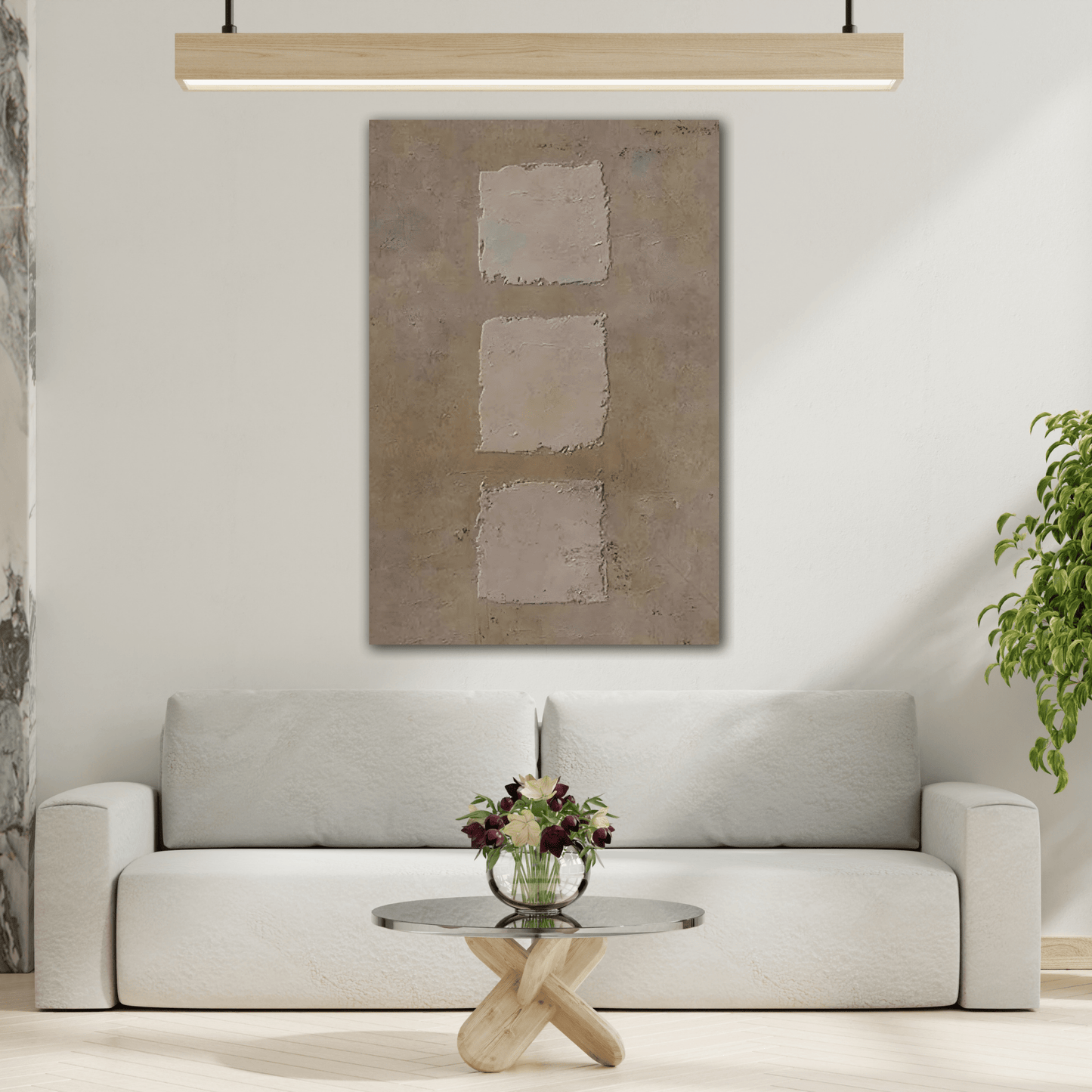 Minimalist Japanese Wabi - Sabi Canvas Wall Art - Brown Abstract Bohemian Print - YesArtYes
