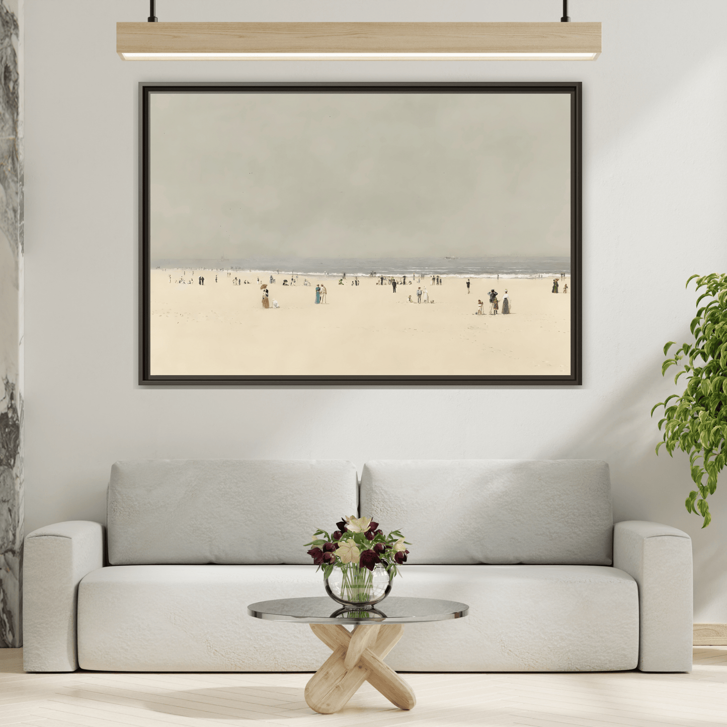 Minimalist Sand Sea Canvas, Summer Phantasy Vintage Beach Wall Art Prints - YesArtYes