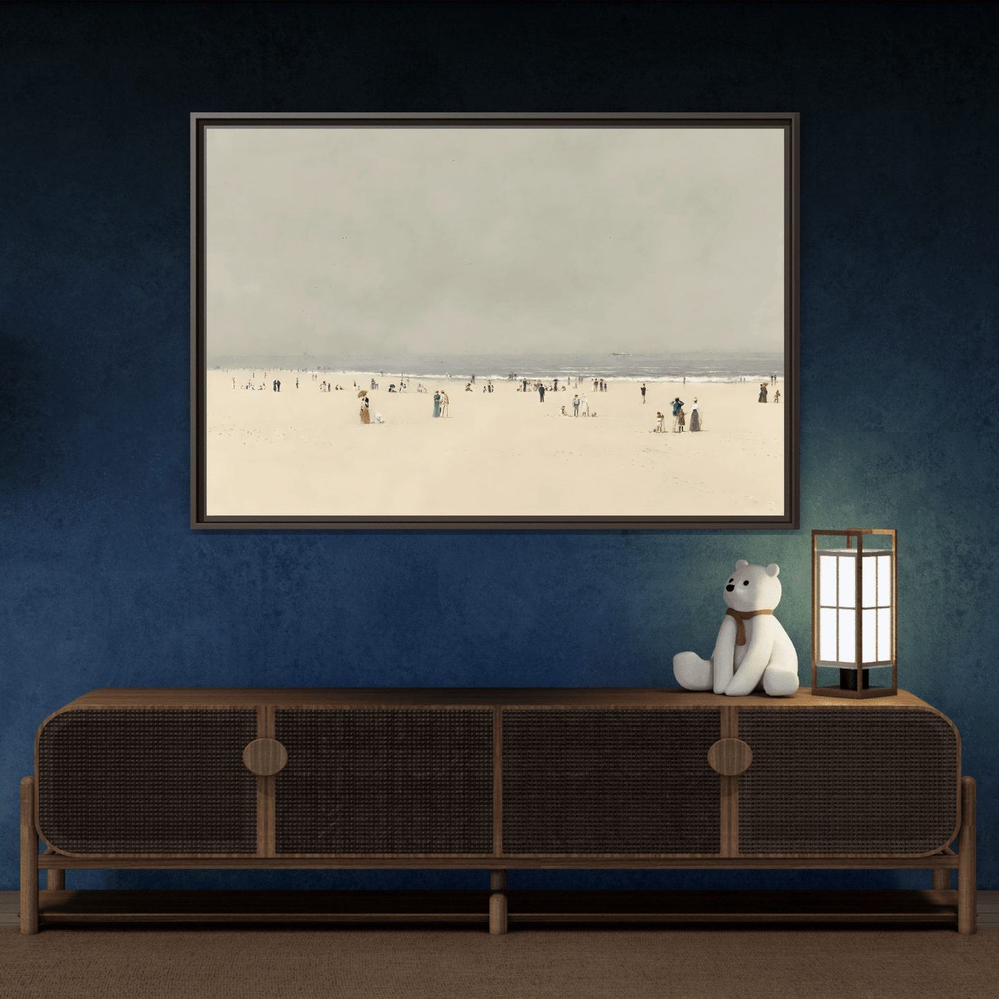 Minimalist Sand Sea Canvas, Summer Phantasy Vintage Beach Wall Art Prints - YesArtYes