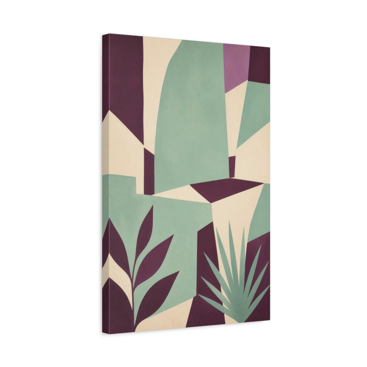 Side Mockup 3. Mint Garden Wall shown as canvas print