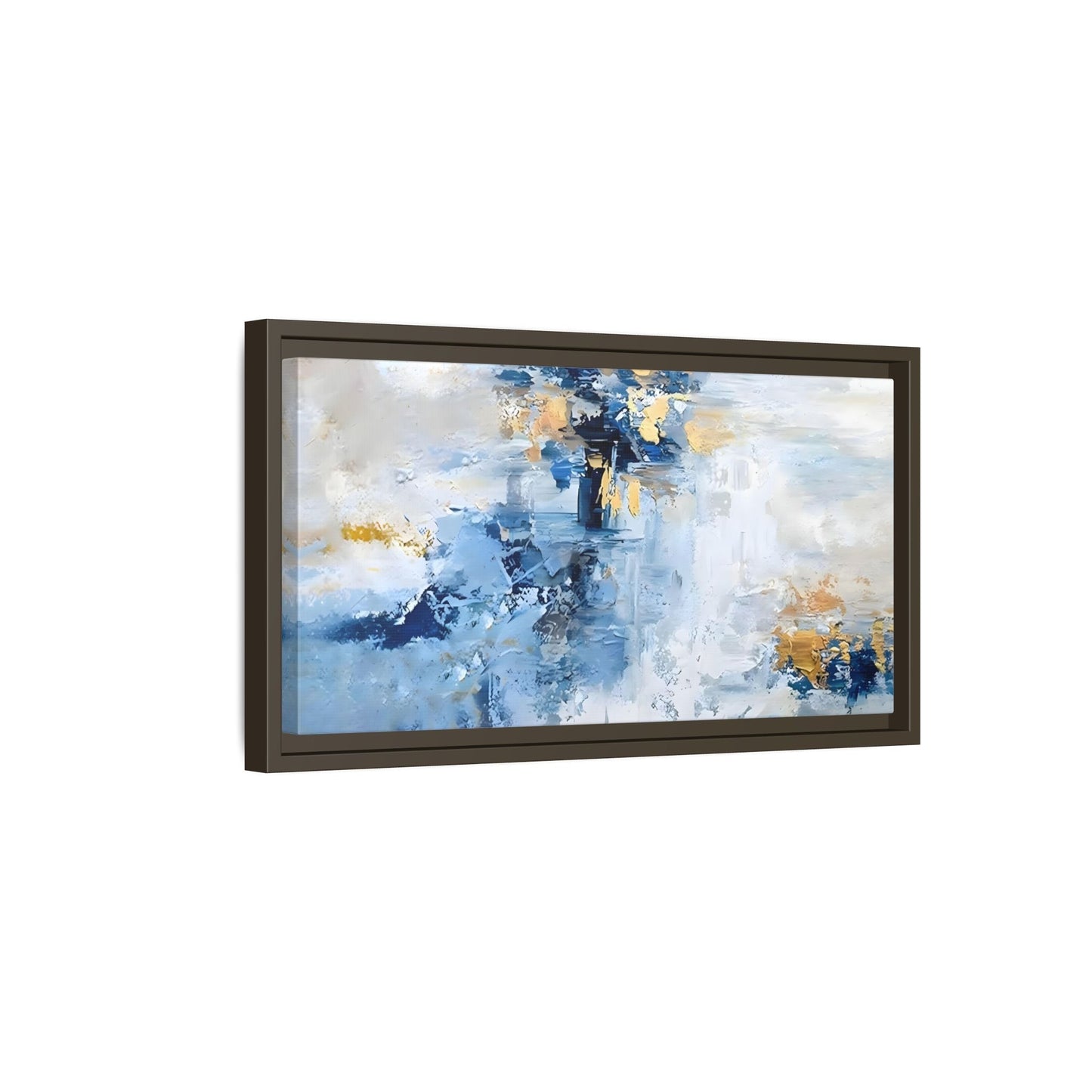 Modern Abstract White Blue Framed Canvas Print - Contemporary Living Room Art - YesArtYes