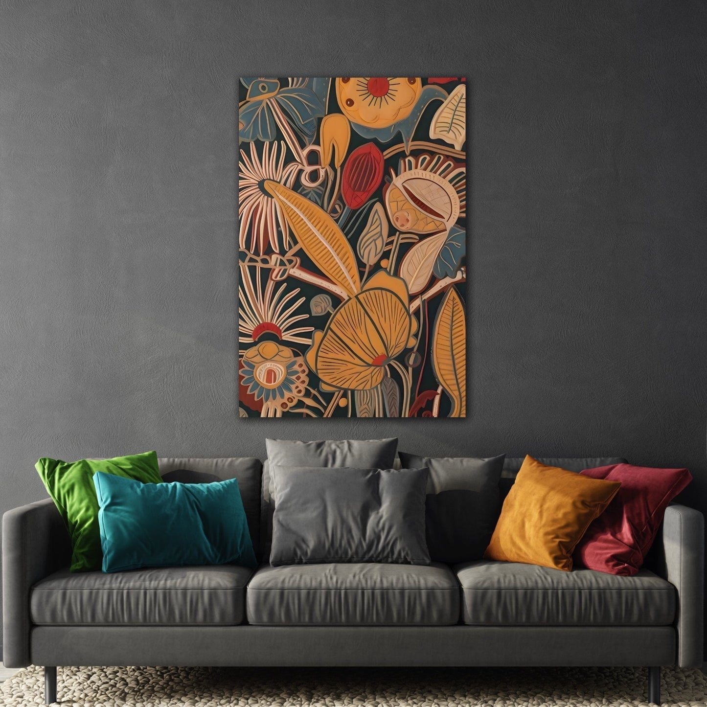 Modern Boho Botanical Canvas Wall Art - Framed Floral Minimalist Print - YesArtYes