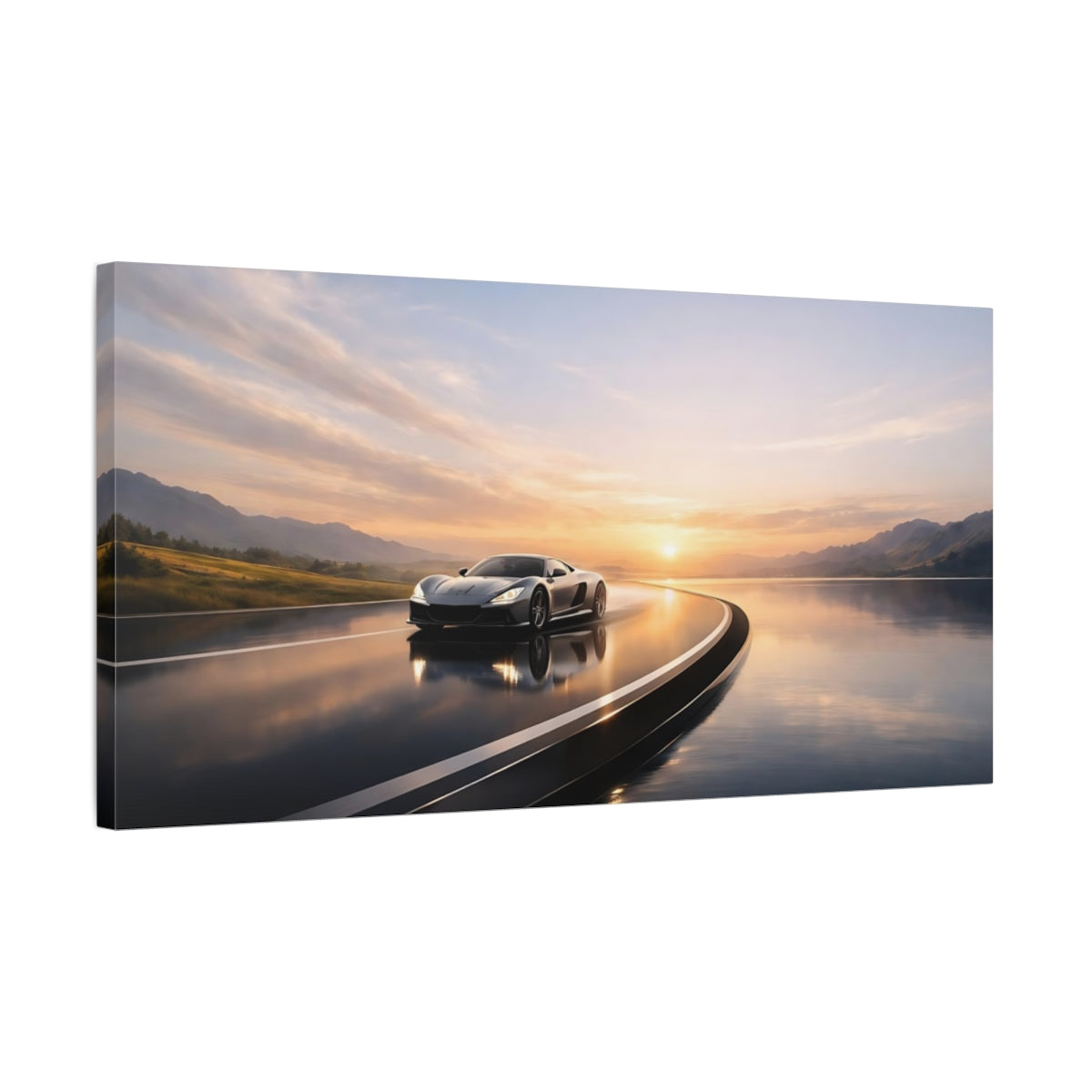 Side Mockup 2. Sports Sports Car Luxury Sports Car shown as stretched canvas wall art