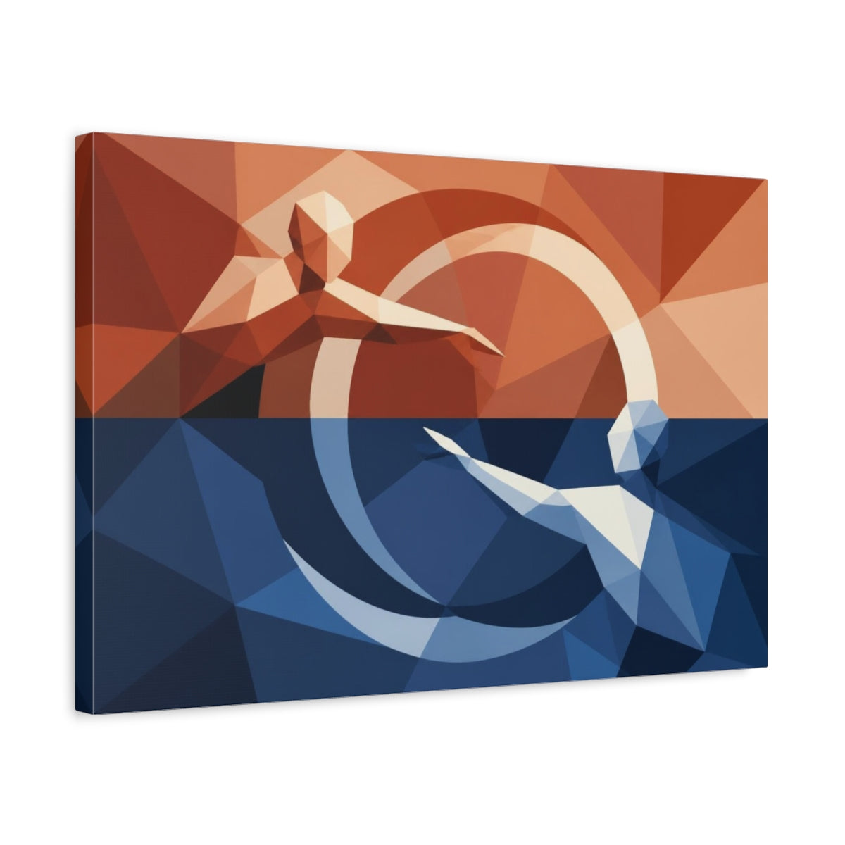 Side Mockup 3. Modern Faceless Figures shown as canvas print