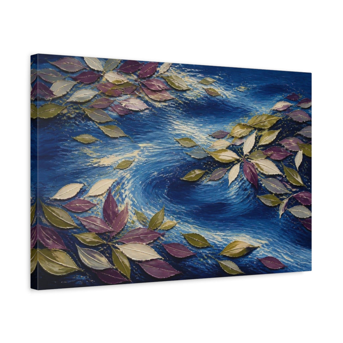 Side Mockup 3. Modern Floating Leaves shown as canvas print