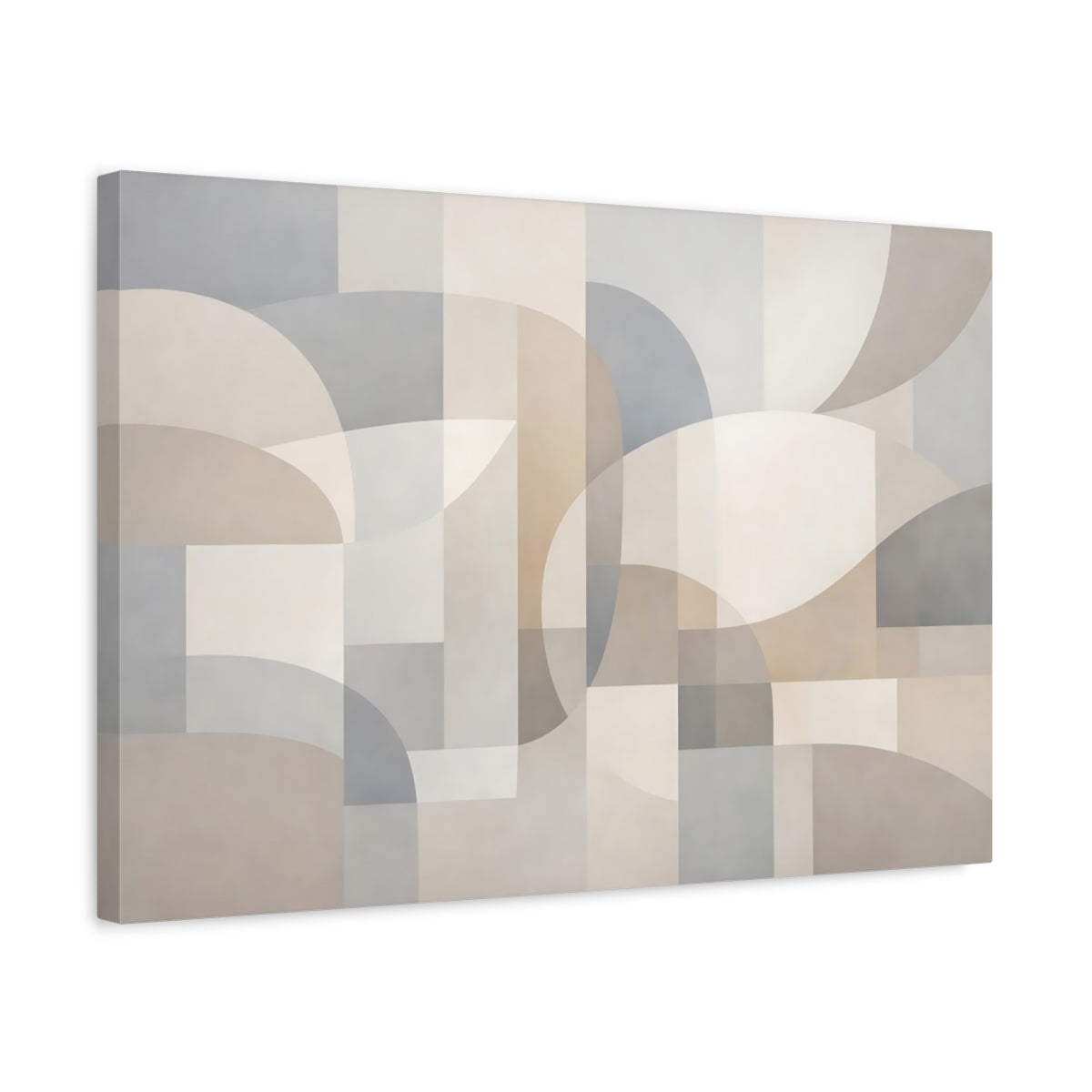 Side Mockup 3. Abstract Geometric Shapes Neutral Geometric shown as stretched canvas wall art