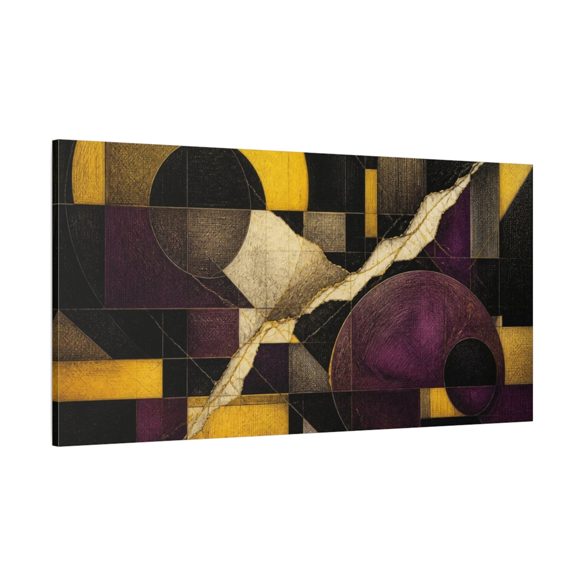 Side Mockup 2. Modern Geometric Circles shown as canvas print