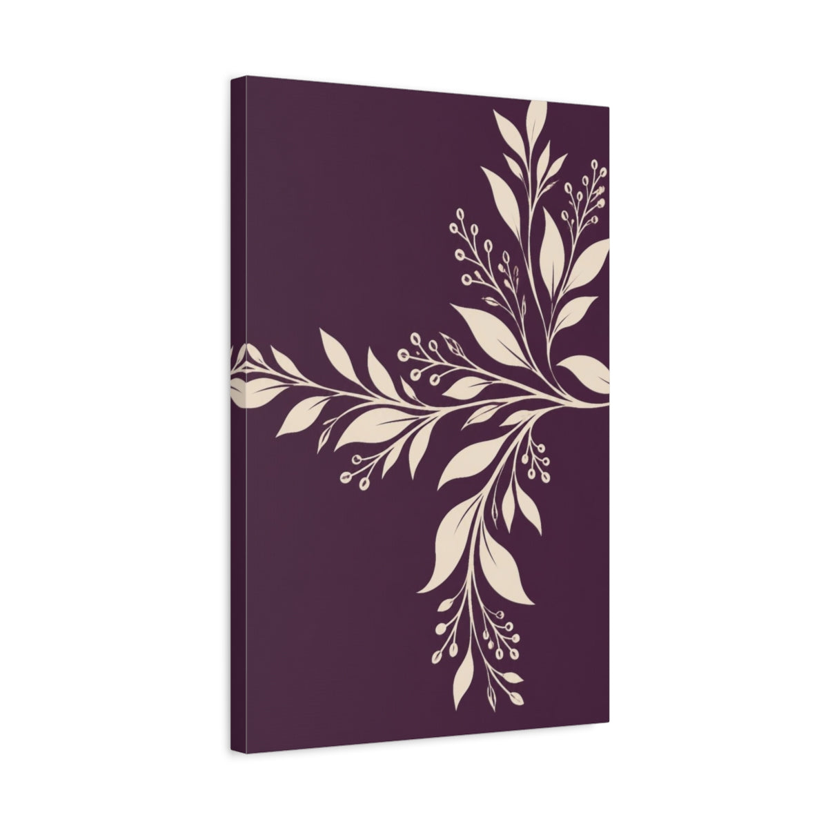 Side Mockup 3. Modern Ivory Botanical shown as canvas print