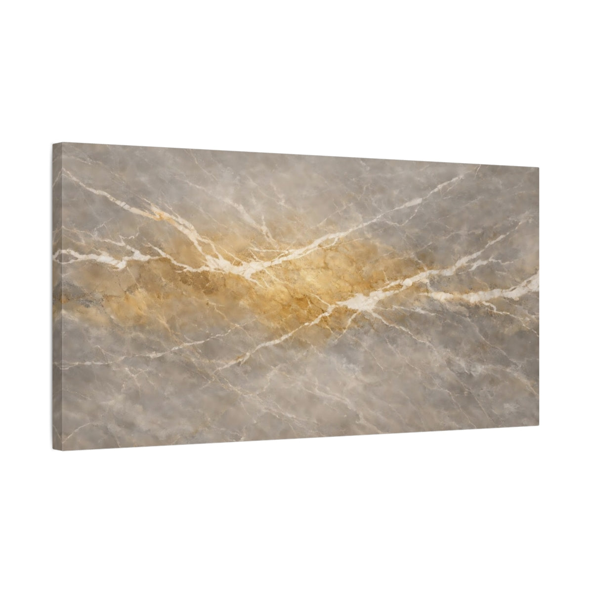 Side Mockup 2. Abstract Marble Texture Grey Gold Marble shown as stretched canvas wall art