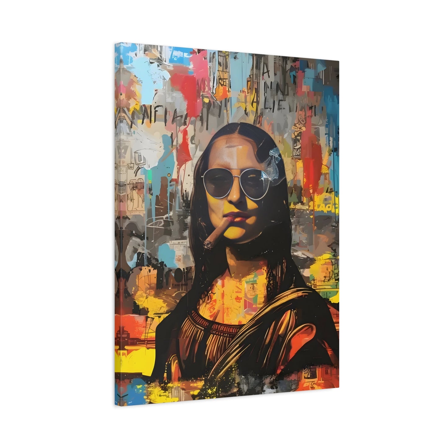 Modern Mona Lisa Canvas Wall Art Print, Fashionable Retro Artistic Bar Decor - YesArtYes