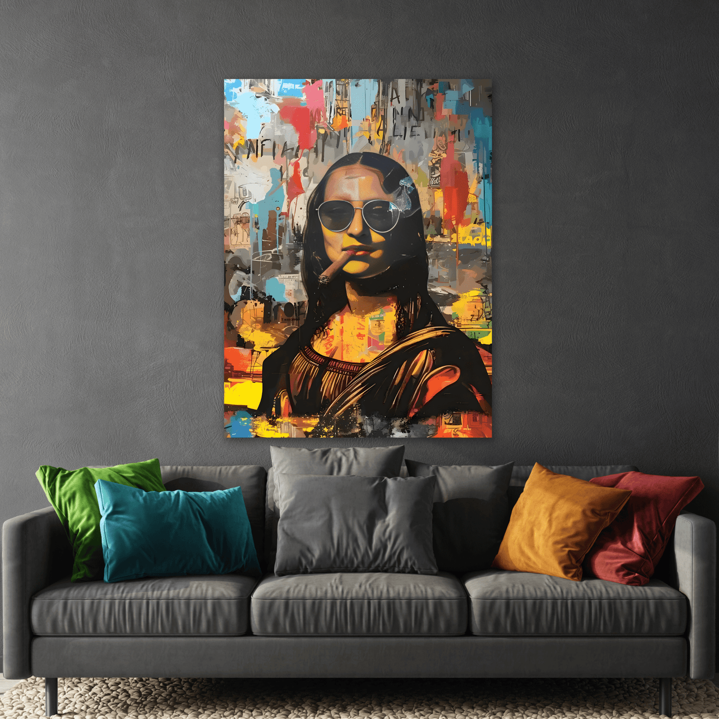 Modern Mona Lisa Canvas Wall Art Print, Fashionable Retro Artistic Bar Decor - YesArtYes