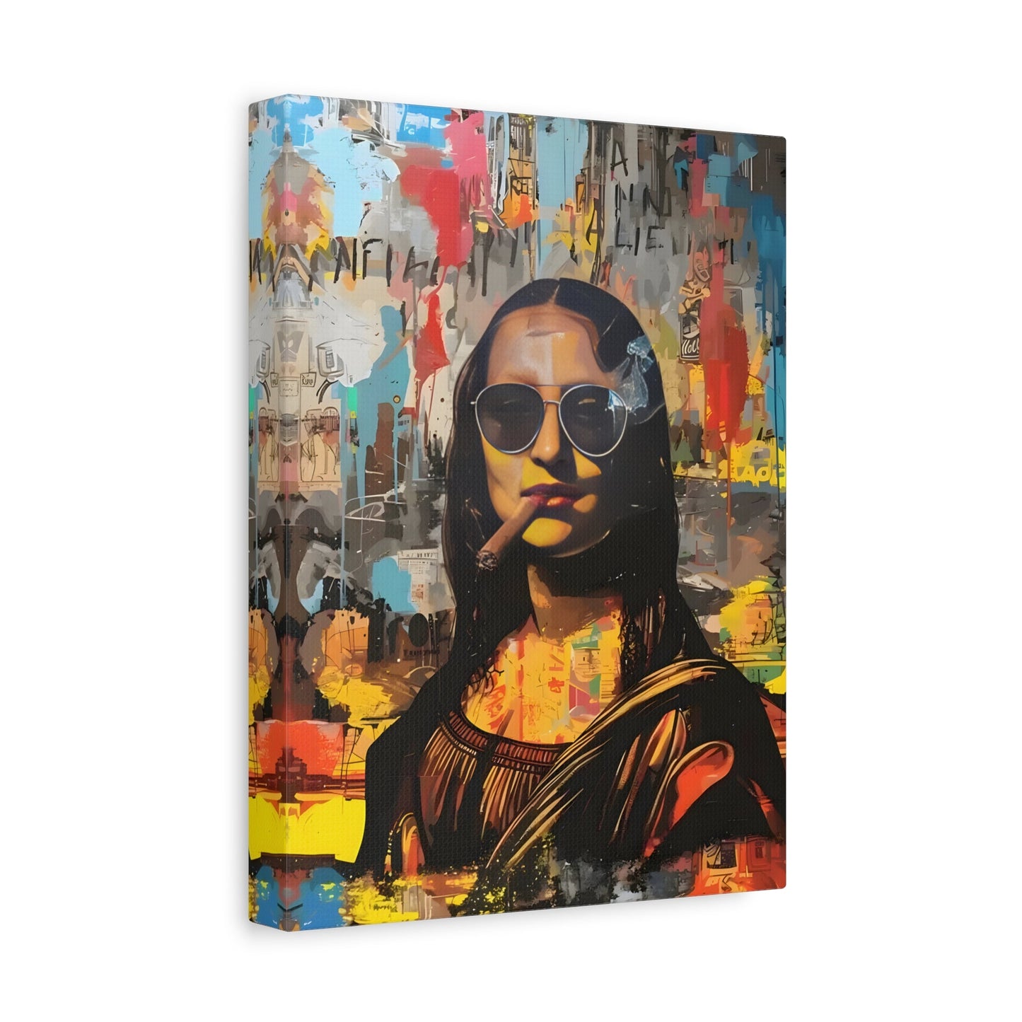 Modern Mona Lisa Canvas Wall Art Print, Fashionable Retro Artistic Bar Decor - YesArtYes