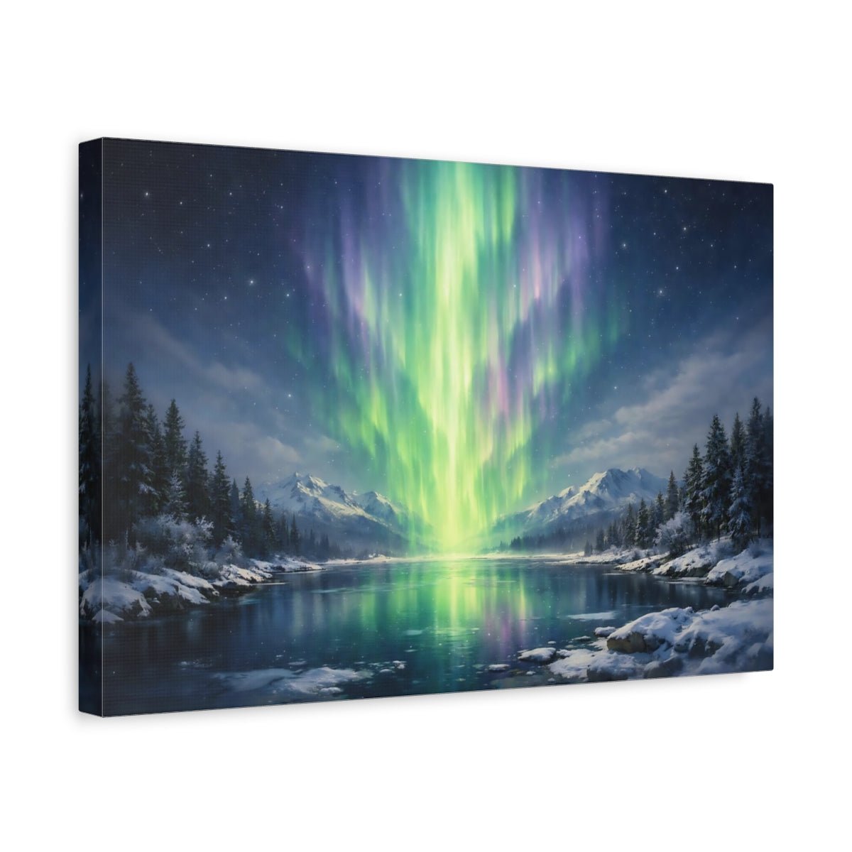 Modern Northern Lights Aurora Borealis Nature - Canvas Wall Art Print - YesArtYes