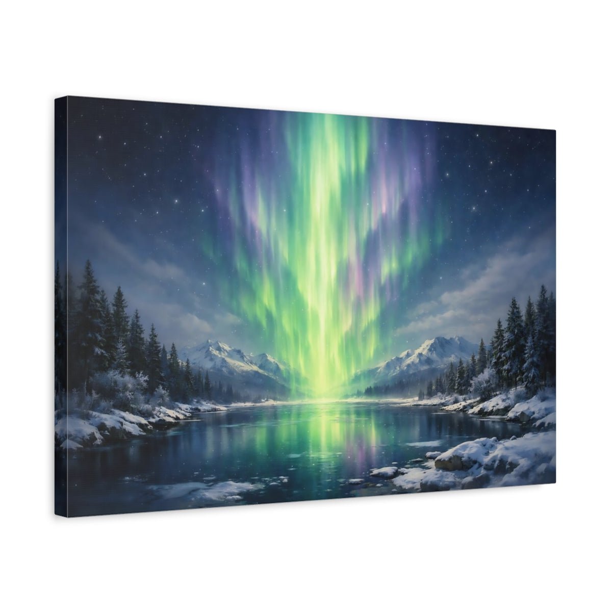 Modern Northern Lights Aurora Borealis Nature - Canvas Wall Art Print - YesArtYes