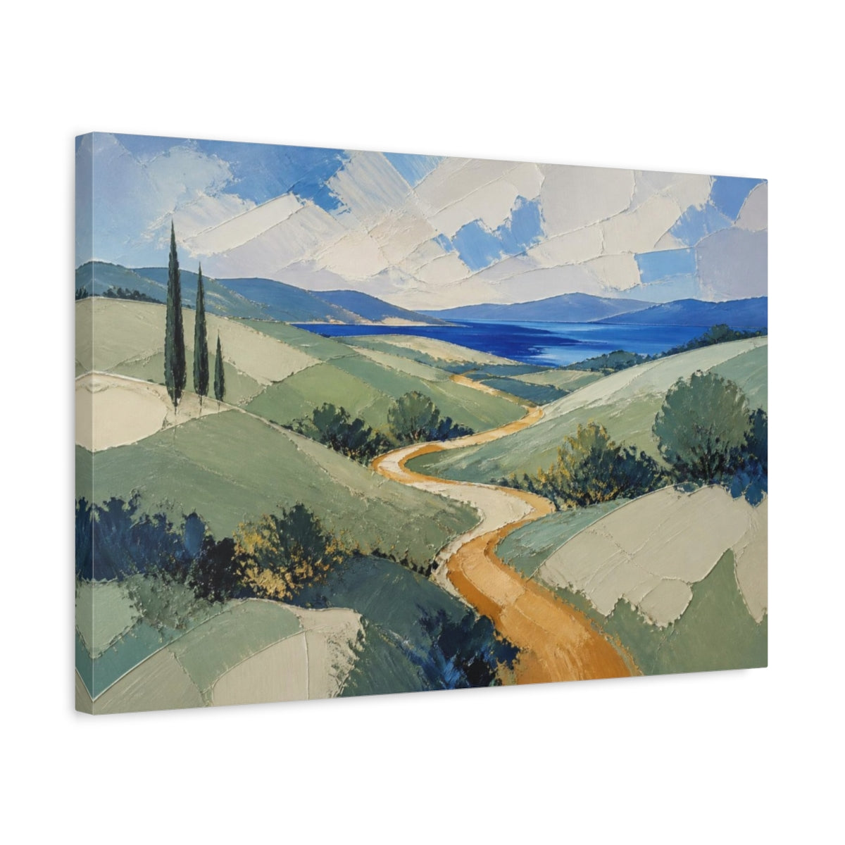 Side Mockup 3. Modern Rolling Hills shown as canvas print