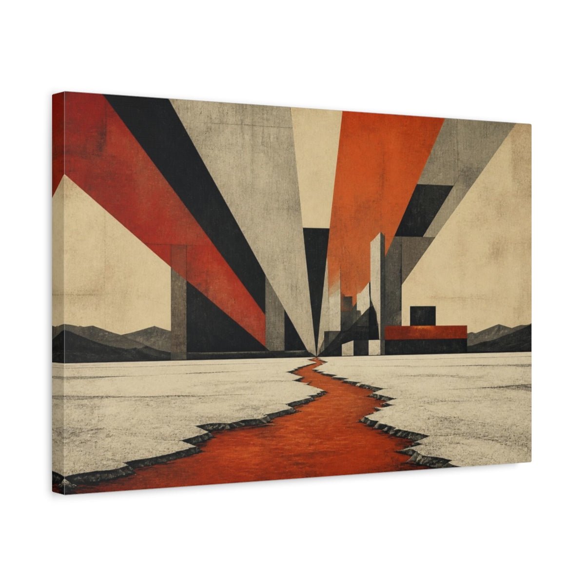 Modern Salt Flats Canvas Print – Living Room, Above Sofa, Rust And Cream - YesArtYes