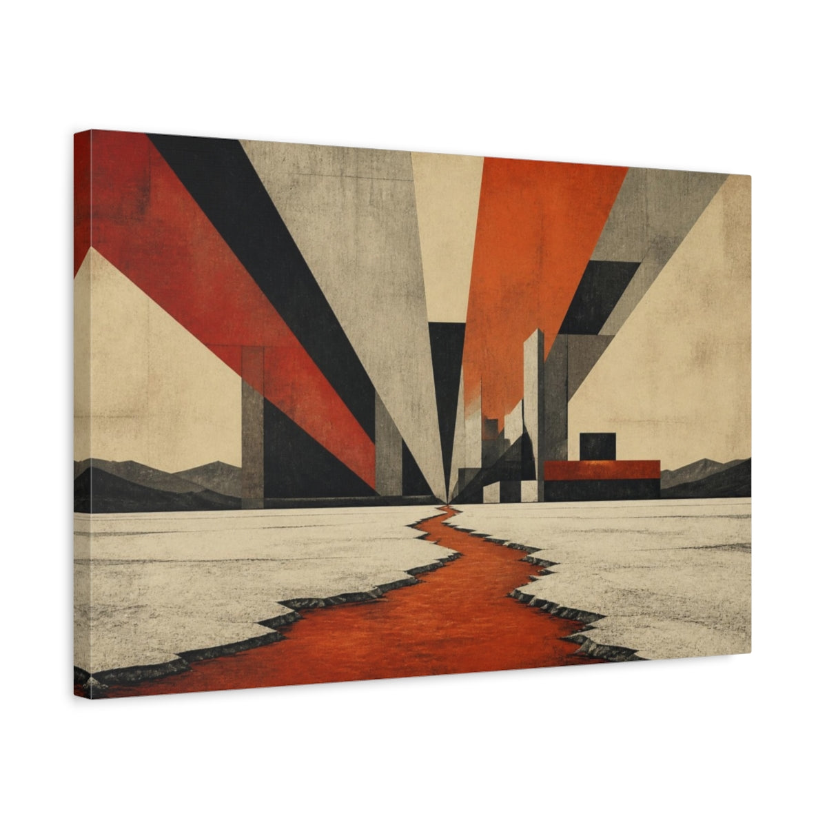 Side Mockup 3. Modern Salt Flats shown as canvas print