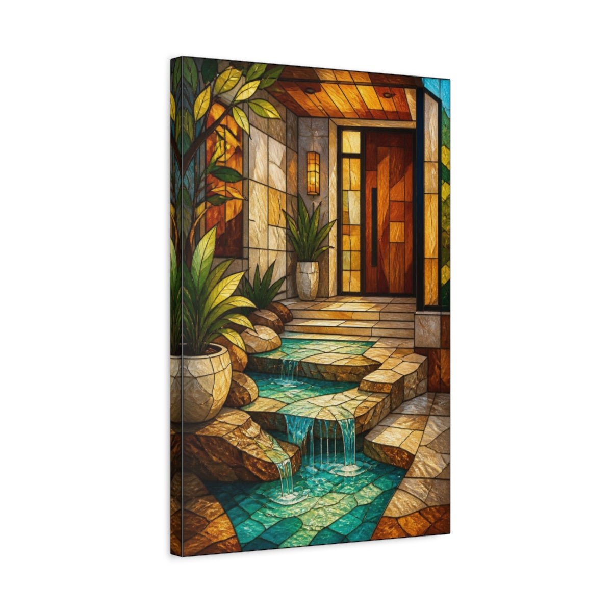 Modern Turquoise Terrace Entryway Canvas Print Wall Art – Foyer Decor, Main - YesArtYes