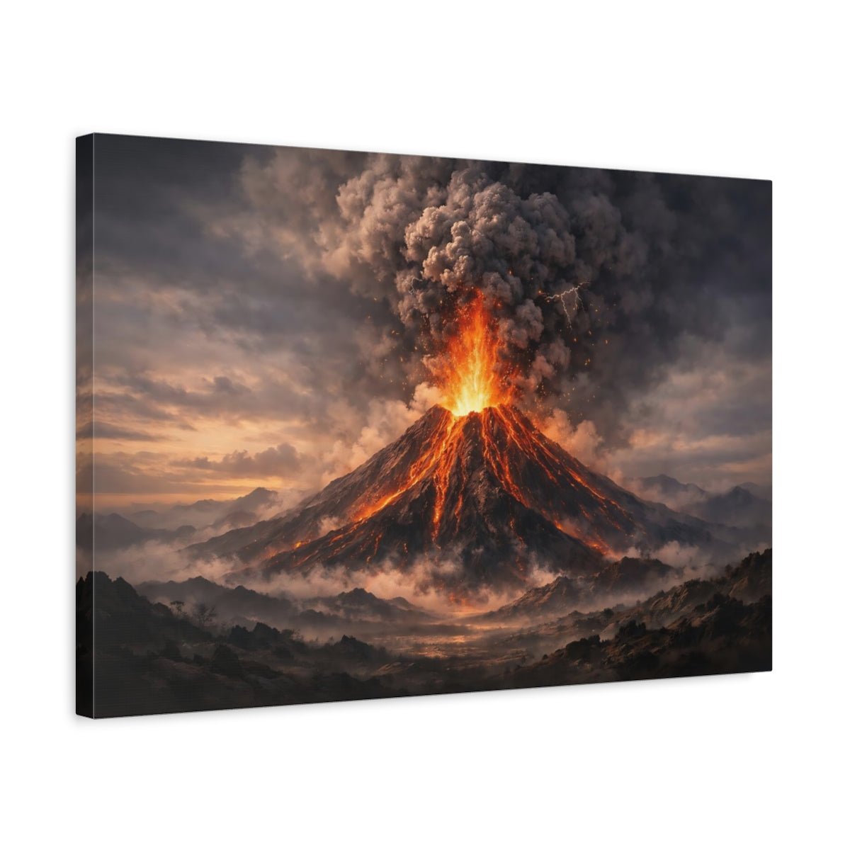Modern Volcano Eruption Nature - Canvas Wall Art Print - YesArtYes