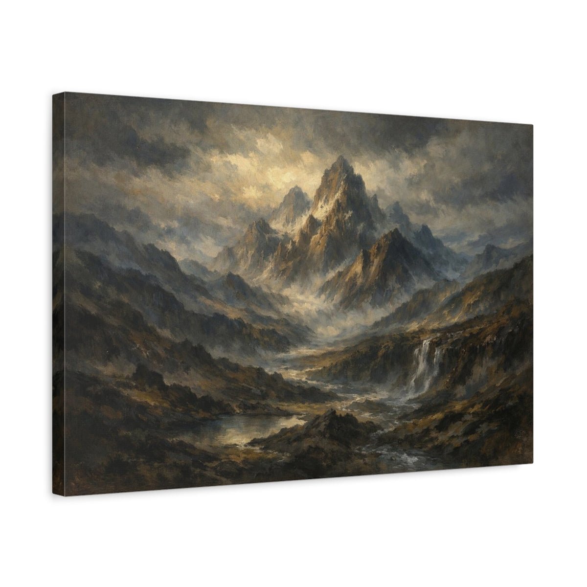 Moody Mountains Valley Nature - Canvas Wall Art Print - YesArtYes