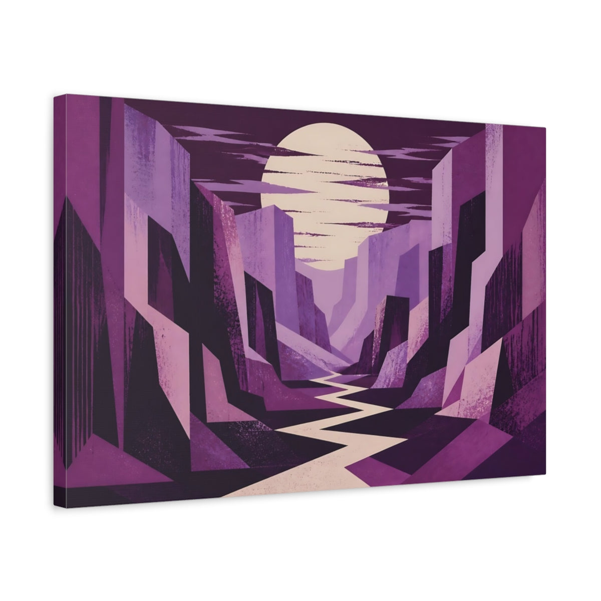 Side Mockup 3. Moonlit Purple Canyon shown as canvas print