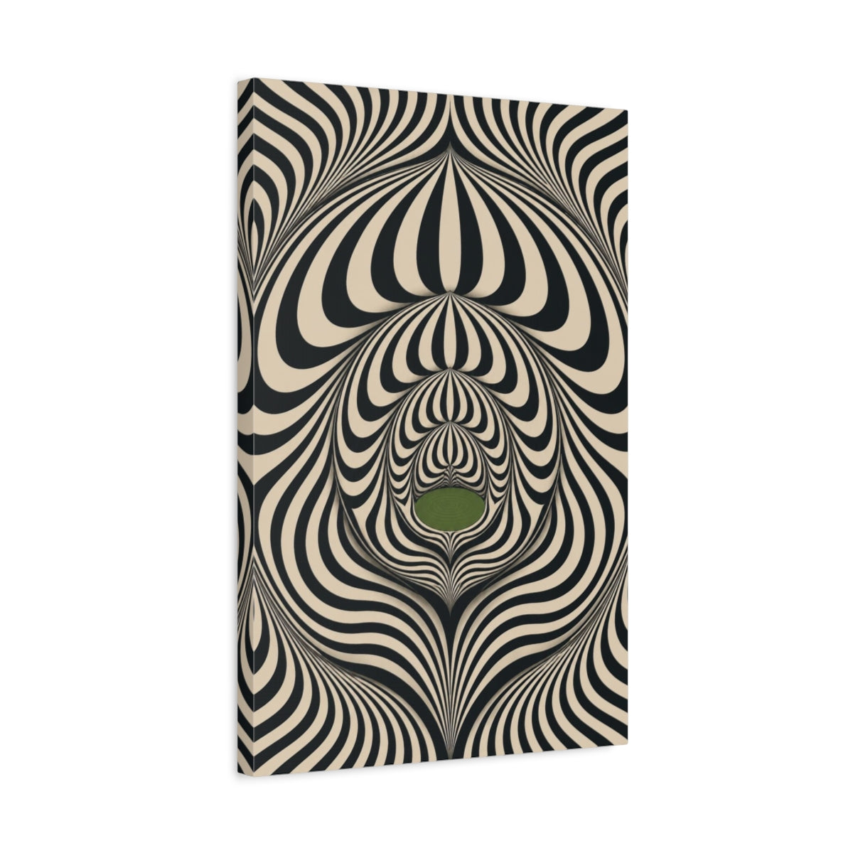 Side Mockup 3. Moss-Green Lake Illusion shown as canvas print