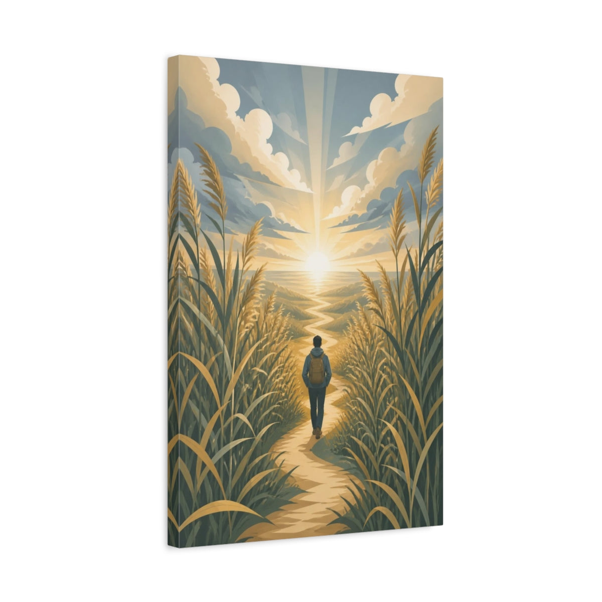Side Mockup 3. Motivation Motivational Sunrise Hiker shown as canvas print
