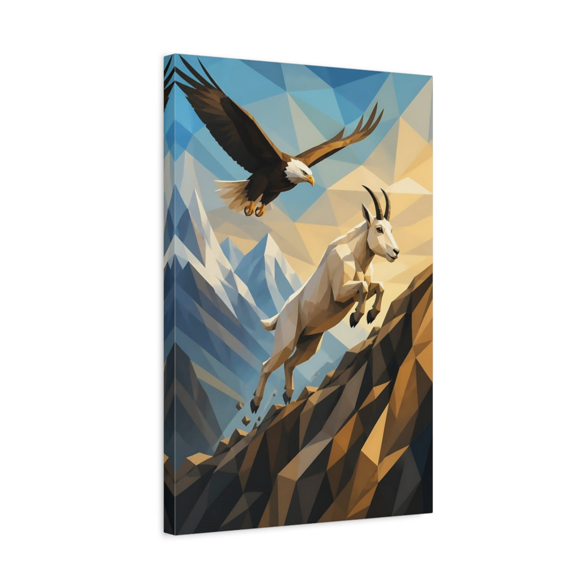Side Mockup 3. Mountain Goat Animals Scene shown as canvas print