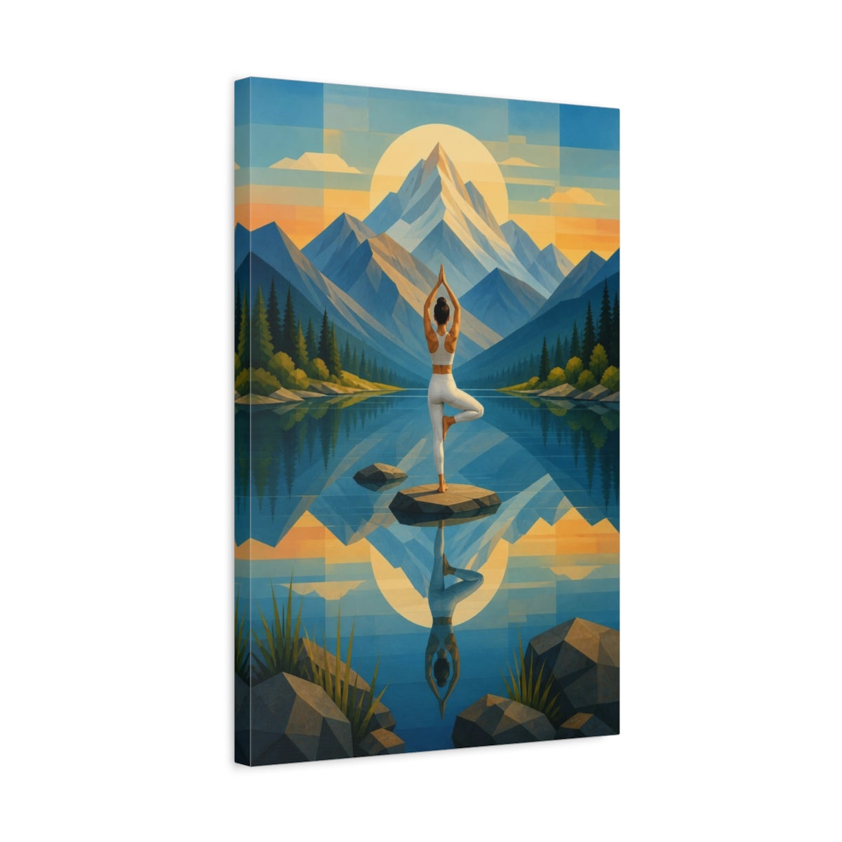 Side Mockup 3. Mountain Yoga Balance shown as canvas print