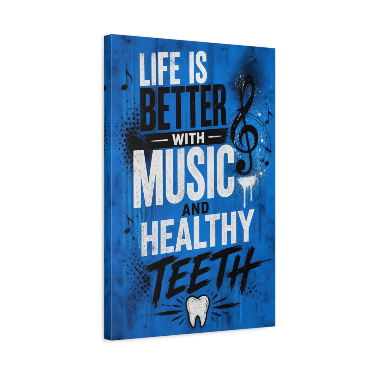 Side Mockup 3. Music & Healthy Teeth shown as canvas print