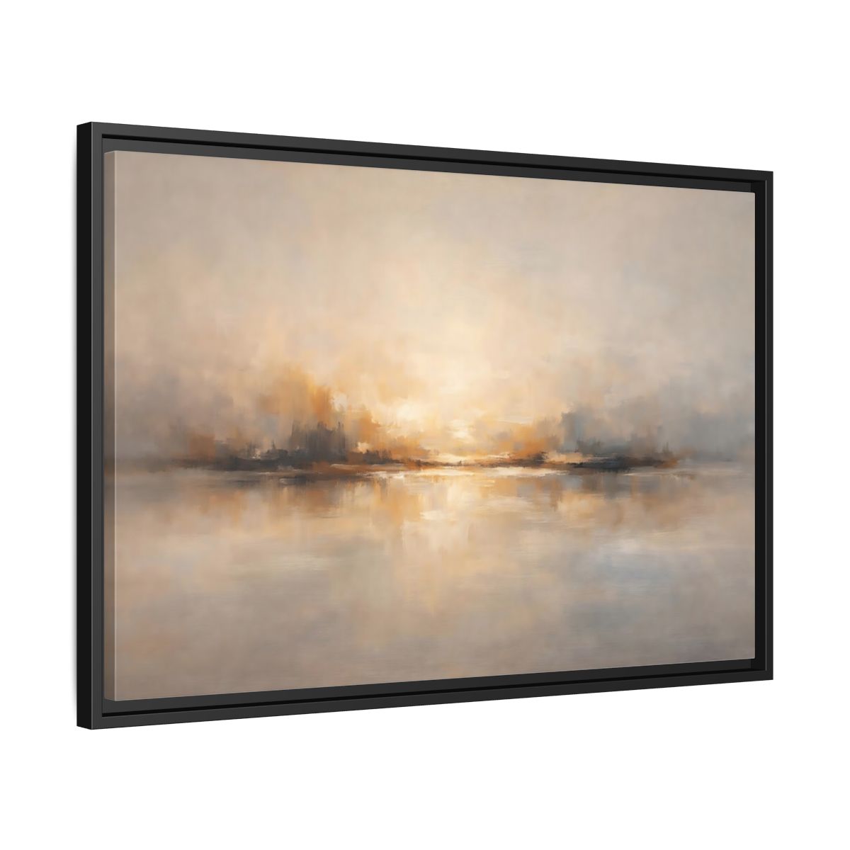 Side Mockup 14. Nature Abstract Landscape Gold Grey shown as stretched canvas wall art