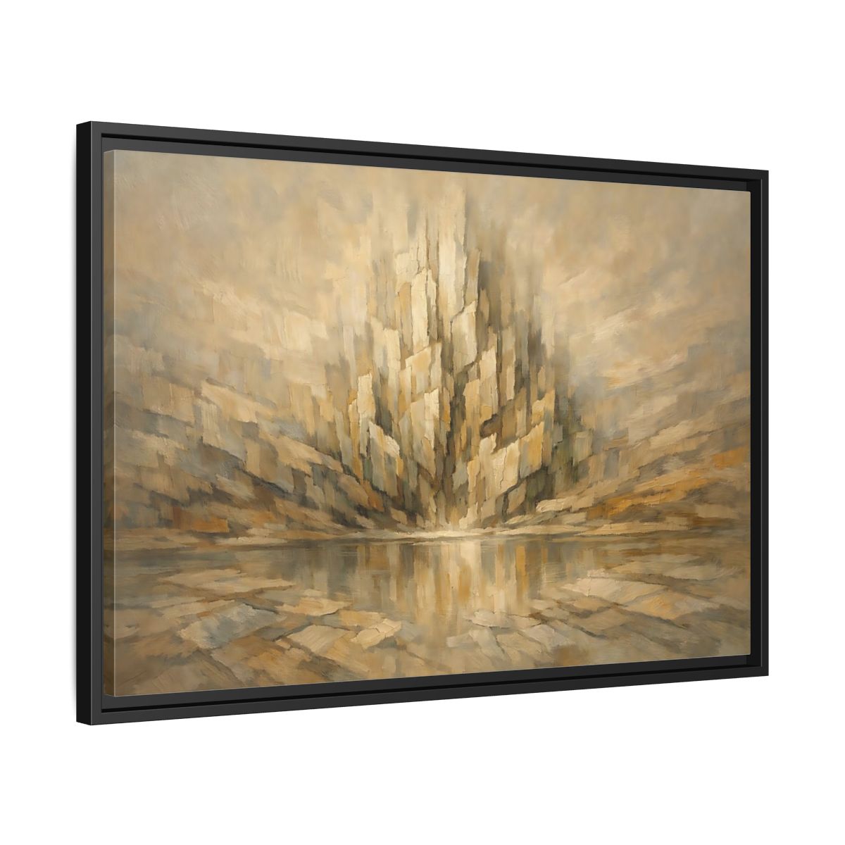 Side Mockup 14. Nature Abstract Mountains Brown Beige Abstract shown as stretched canvas wall art